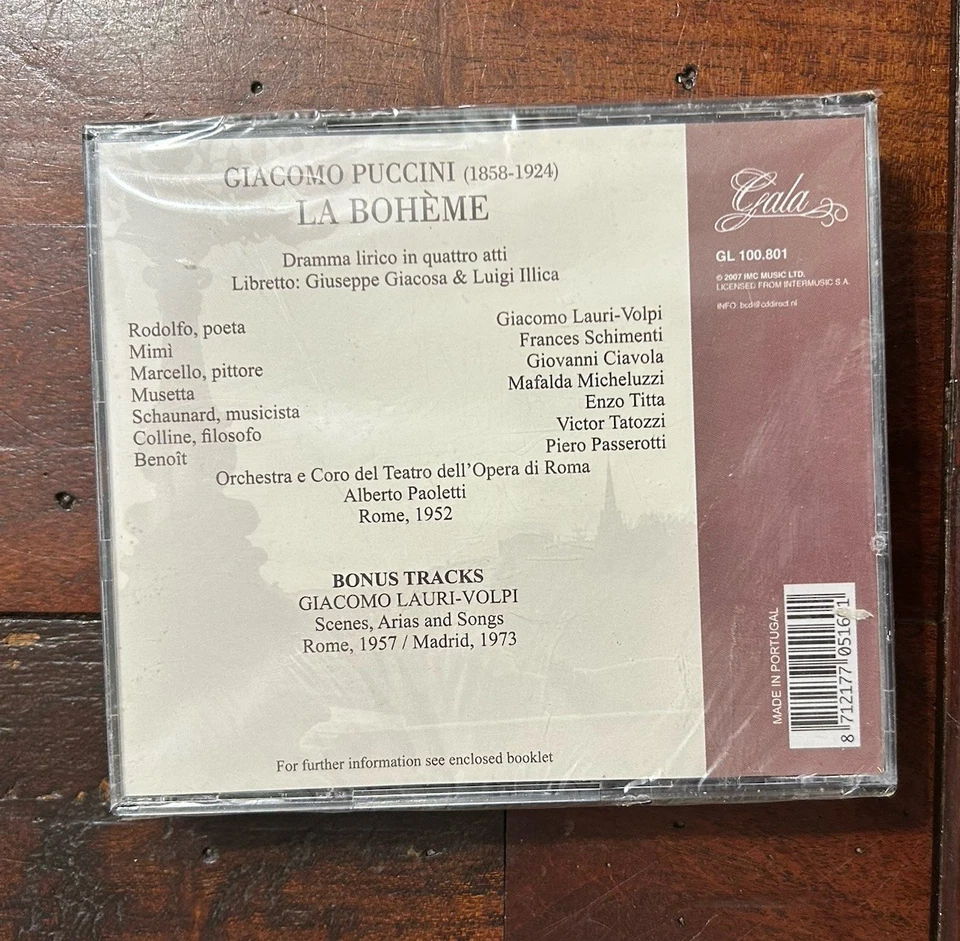 Puccini: La Boheme -Giacomo Lauri-Volpi (2-CD, Rome, 1952) NEW, Sealed - Image 2 of 3