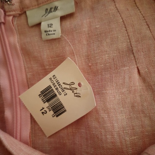 NWT J Jill Sz 12 Linen Peach Long Flare Skirt Zip Back Pleated Waist Beach Boho - Picture 3 of 6
