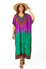 Free Size Kaftan Tunic Holiday Dress Beach Cover up fits 14,16,18,20,22,24