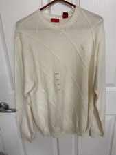 NWT Izod Men's 100 Cotton Light Beige Patterned Crewneck Sweater Large