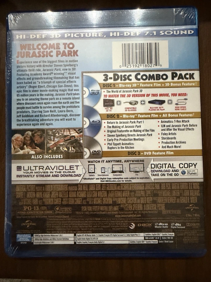 ПАРК ЮРСКОГО ПЕРИОДА ~ 3D с скольжения ~ Blu Ray ~ запечатанный!!! - Изображение 4 из 4