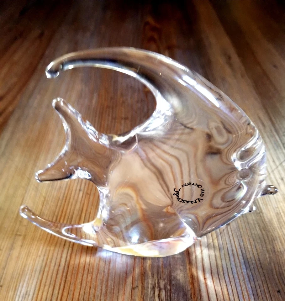 V. Nason Murano Italy Figurine Art Glass Angelfish  4.5” Original Sticker. EC   - image 3 of 4
