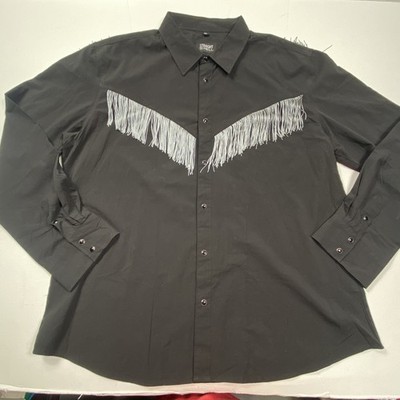 NWOT Straight to Hell Shirt Mens 4XL Tassels Pearl Snap Up Western Long Sleeve