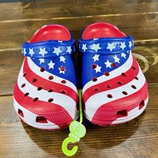 Crocs Classic American Flag Clog Womens Size 8 Mens Size 6 Red/White/Blue NEW