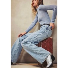 Free People We The Free Tinsley Baggy High-Rise Wide Leg Jeans Bright Eyes Sz 31