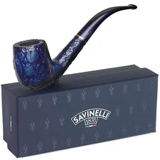 Savinelli Alligator Blue 606 KS Unique Billiard Handmade Briar Tobacco Pipe NEW