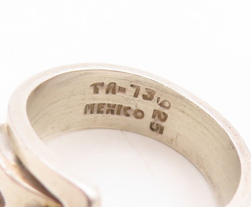 925 Sterling Silver Vintage Ring MEXICO Solid Carved Belt Sz 8 RG31162 - 第 7/8 張圖片