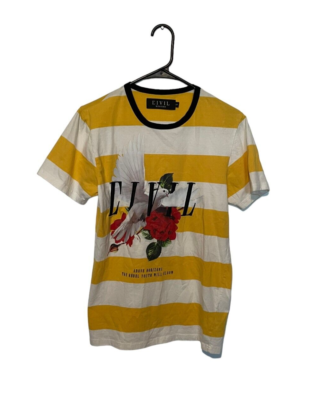 Civil Regime Shirt Mens Small Gold Striped Embroidered Short