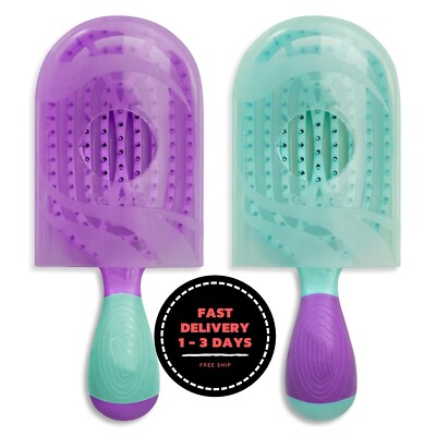 Cepillo desenredante patentado para hombres y mujeres - Morado y verde azulado