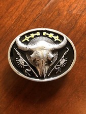 Western Native Amerindian Longhorn Cow Steer Indian Unisex Men s Belt Buckle