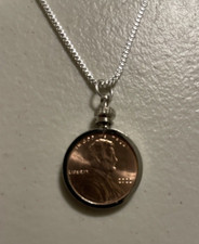 Coin Pendant Brand New 2025 Lincoln Penny Bezel Sterling Silver Plated 18” Chain