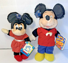 2 Vintage Mickey Mouse  Minnie Mouse Plush Disney Applause 2376 Tags 10" 11"