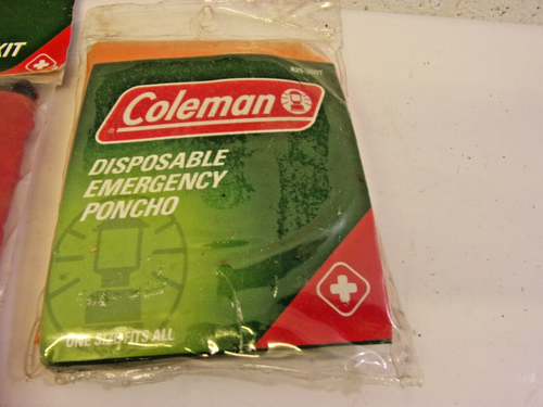 Vintage Coleman First Aid Kit Bonus Disposal Poncho New - Picture 2 of 9
