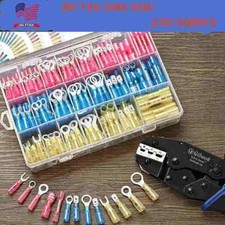Wire Connectors Electrical Ring Fork Spade Crimp Terminals Kit Heat Shrink