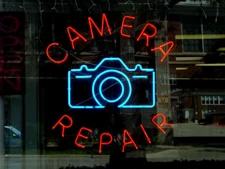 Camera Repair Open Shop Center 20"x16" Neon Light Sign Lamp Windows Wall Decor