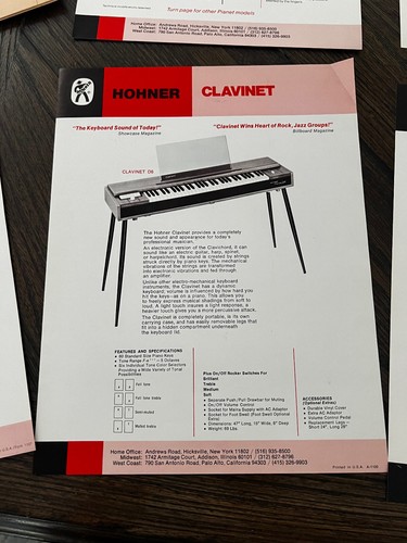 Teclados Hohner 1973 lista de precios Clavinet D6 Pianet Contessa catálogo folletos - Imagen 6 de 11
