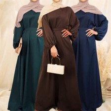 Satin Muslim Abaya Women Maxi Dresses Arab Islamic Kaftan Dubai Long Gown Gowns