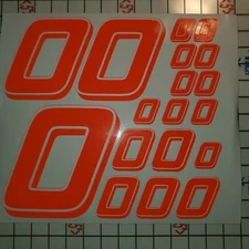 Orange FLOURESCENT/white #0's Racing #'s vinyl Decal Sheet 1/8-1/10-1/12RC Model