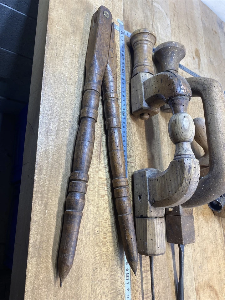 N. 1 OLD TOOL, OUTIL ANCIEN, vilebrequin Compas Filière XIXEME Pour Déco ++ - Photo 3/4