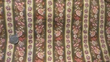 Cotton Fabric BROWN, PINKS, CREAM FLORAL STRIPE Pride Purpose 1 Yd 25"/44Wide