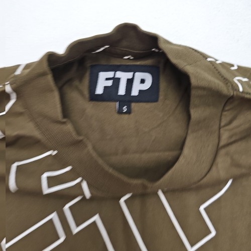 FTP F The Population All Over Print Outline Logo Olive Streetwear Tee Sz Small - Picture 3 of 8