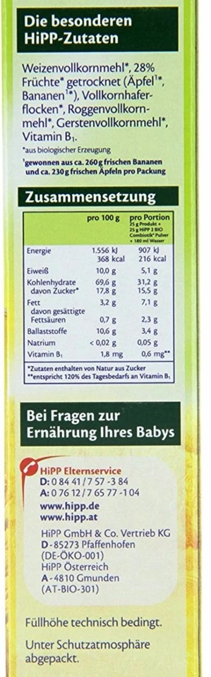 3x 250g Hipp Baby Bircher Müesli Getreidebrei Guten Morgen ohne Zucker Müsli - Bild 2 von 4