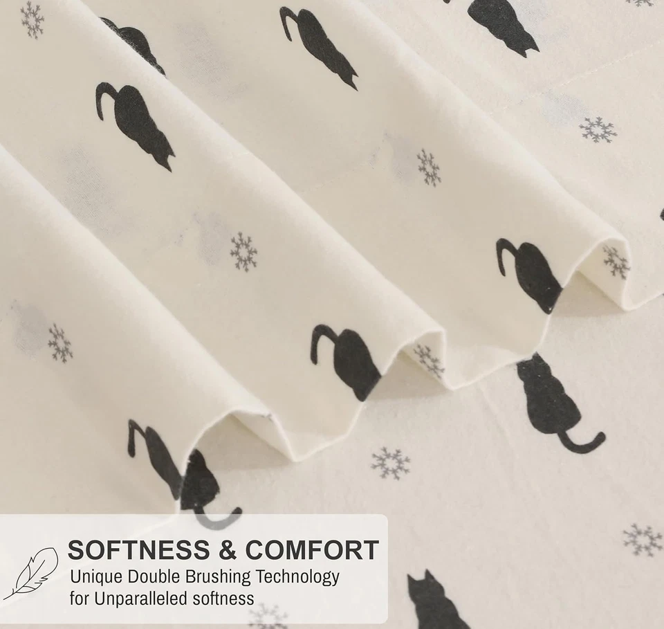 Sábanas de franela tamaño king - Juego de sábanas 100 % algodón cepillado tamaño king - Bolsillo profundo Foto 3 de 4