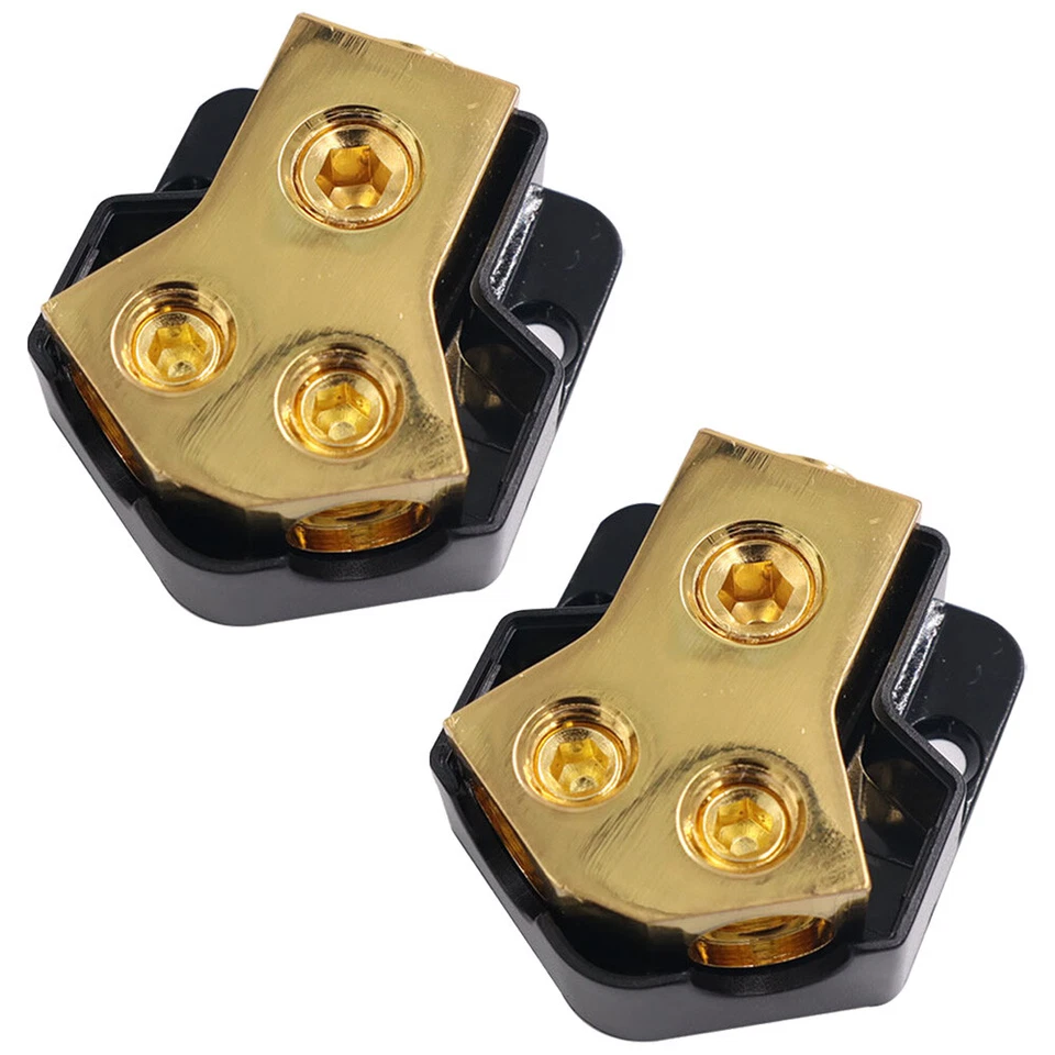 2X 2 Way Distribution Block Power/Ground Splitter 0/4gauge AWG For Car Audio Set - Image 4 of 4