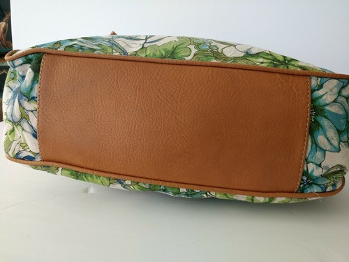 Vintage Caribbean Joe Purse Bag Beachy Tropical Floral Blue Green Y2K Tan E1 - 第 5/8 張圖片