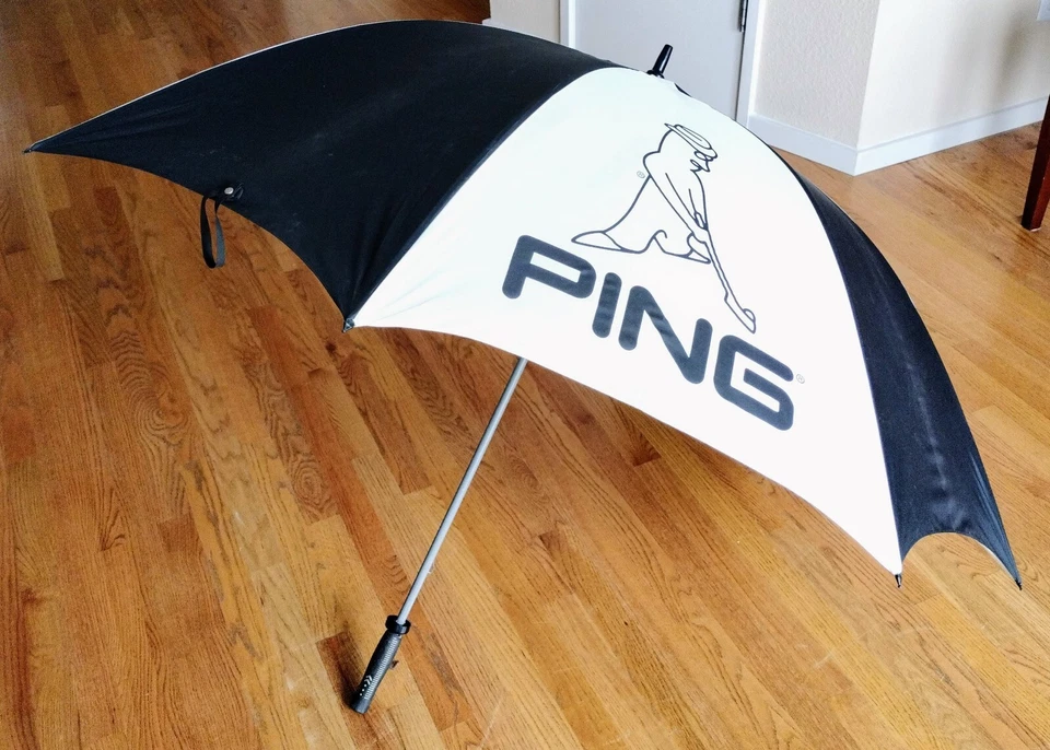 Paraguas de golf PING vintage hecho en EE. UU. Haas-Jordan 55" negro/blanco Foto 2 de 4