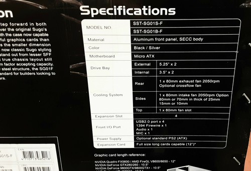 SilverStone Sugo Serie Modell SST-SG01S-F Computergehäuse, Aluminiumgehäuse - Bild 10 von 12