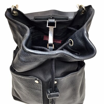 ♥️FISH Black Canvas & Leather Backpack♥️ FISH Black Canvas & Leather Backpack | eBay main image 3