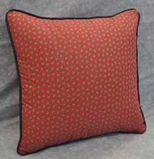 NEW Corded Accent Pillow made w Ralph Lauren Studio III Red Foulard Fabric 16x16