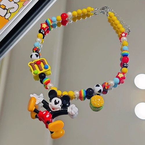Vintage Style Handmade Mickey Pendant Necklace – 14K Gold Plated & PVC - Picture 2 of 2