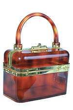 Antique Bakelite Handbag Brass Gold Red Fashion France Vintage Design 1970