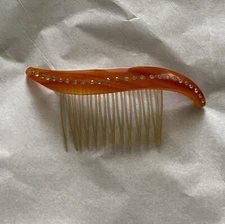 Vintage 1950's Rockabilly Tortoise Shell And Rhinestone Hair Comb