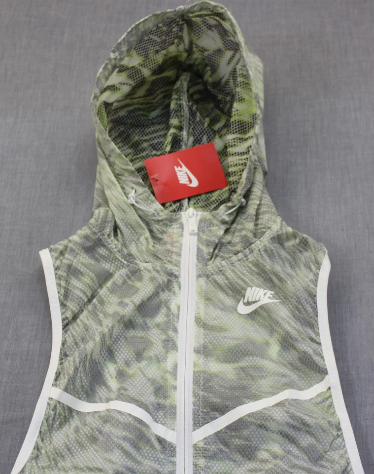 NIKE Women Volt Green & White LIGHT TECH HOODED FULL ZIP RUNNING VEST NWT M $150 - Image 2 of 4