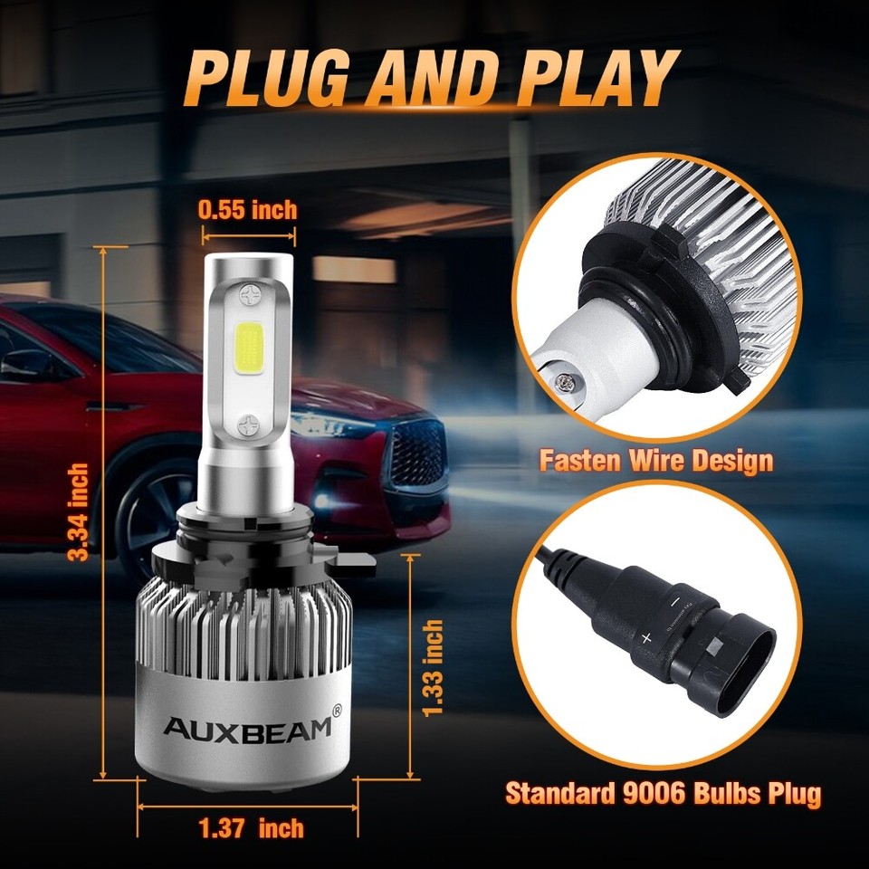 Wattstar 9006 LED Headlight Bulbs Conversion Kit, 64W Super Bright Hi/Lo Beam Headlamp With Fan, IP68 Flip Chip 9600LM 6500K White 2-Pack - Foto 4