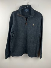 Polo Ralph Lauren Mock Neck Half Zip Estate Rib Knit Pullover Sweater L