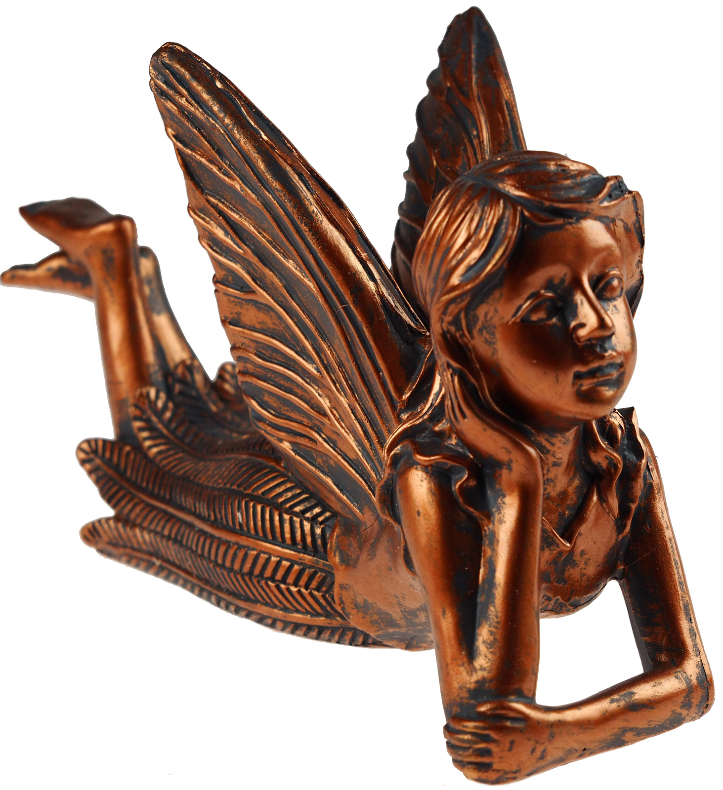 Bronze Effect 24cm Laying Garden Fairy Ornament Figurine