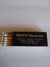 Vintage Wooden Matches From Pronto Ristorante South Coast Plaza Costa Mesa...