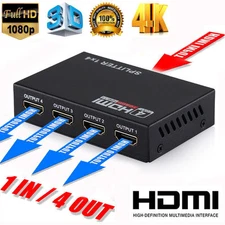 Full HD HDMI Splitter Amplifier Repeater 1080p 4K Female Switch Box 1x4 Port
