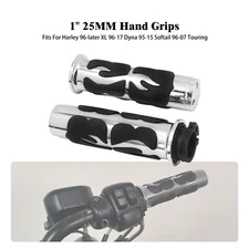 Chrome 1" Handlebar Hand Grips Fit For Harley Touring Road Electra Glide 96-2007