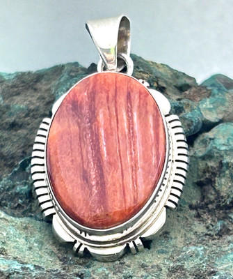 Navajo James Francisco Spiny Oyster Pendant Sterling Silver