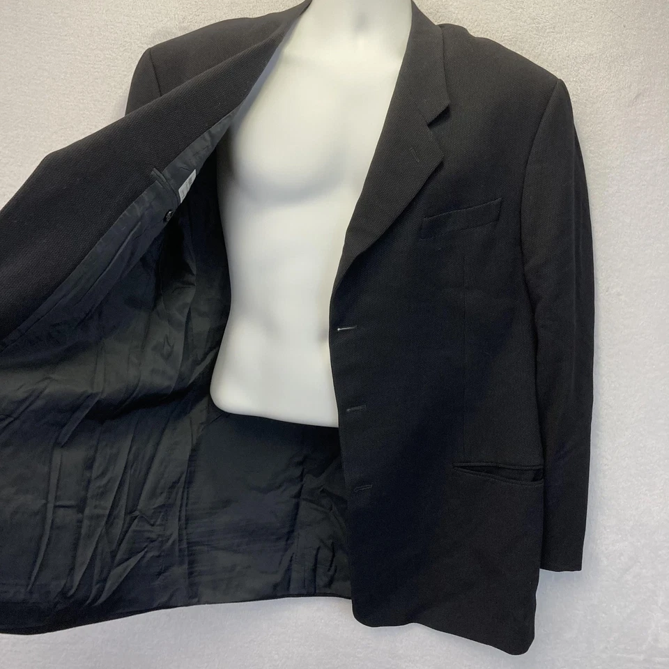 Chaqueta Blazer Armani Collezioni ITALIA Lana Virgen Para Hombres 46R Negra 3 Botones Formal Foto 2 de 4