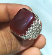 Beautiful Deep Brown Agate Ring Silver 925 Carnelian Aqeeq, Haqeeq Ring