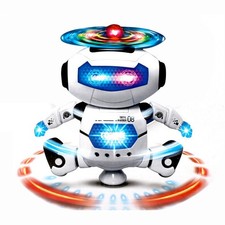 Break Dancing Robot Lights and Music White 8.5 inches tall x 6 inches wide