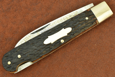 BATTLE AXE SOLINGEN GERMANY BONNIE & CLYDE RED BONE JUMBO LOCKBACK KNIFE (27572)