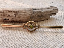 Antique Victorian 9ct Gold Gilt And Beautiful Bright Peridot Bar Brooch C Clasp