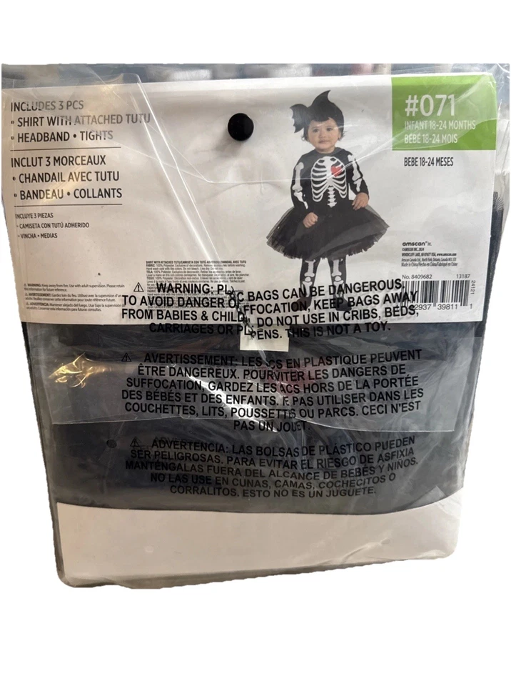 Baby Bones Skeleton Suit Toddler Girl 18-24 Mos Halloween Child Costume - Image 3 of 3